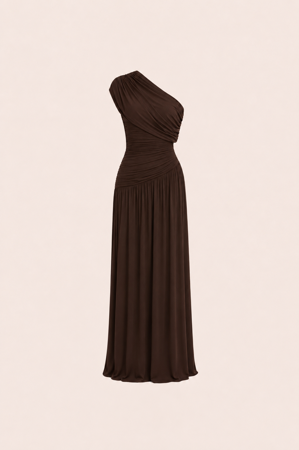 OLYMPE – Robe longue drapée une épaule