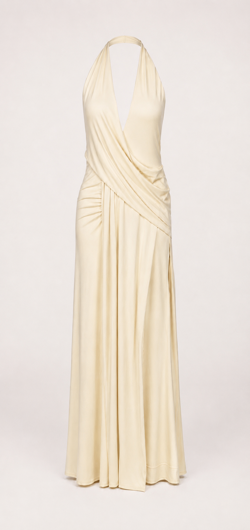 VENUS – Robe longue drapée col plongeant