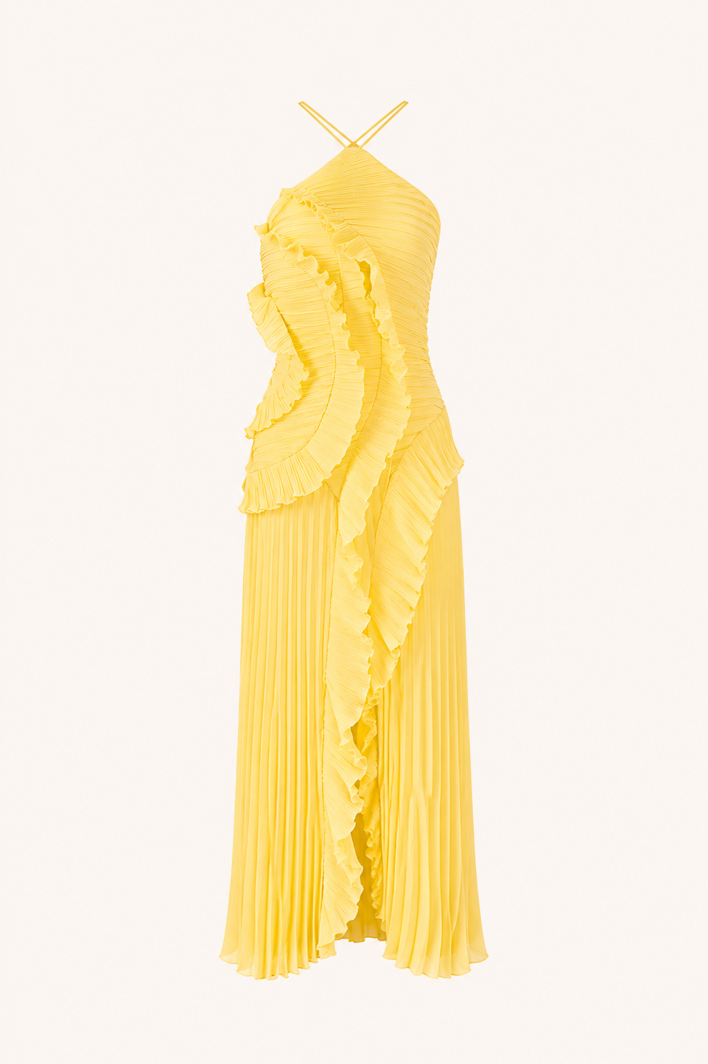 ALBA – Robe longue à volants plissés halter