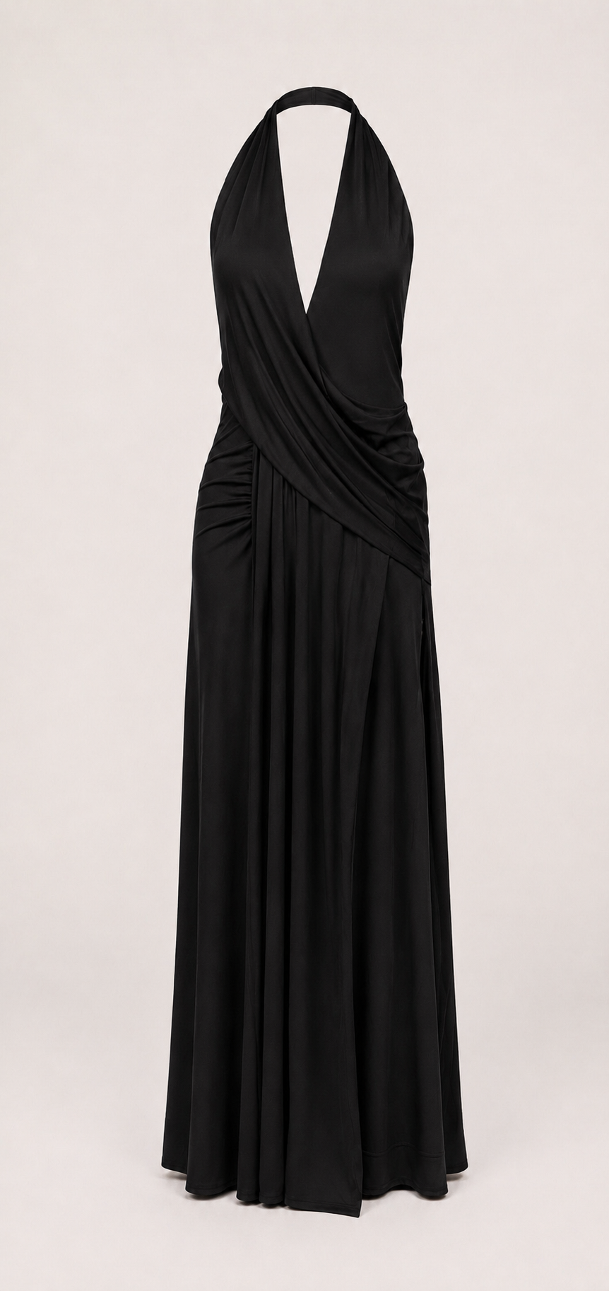 VENUS – Robe longue drapée col plongeant