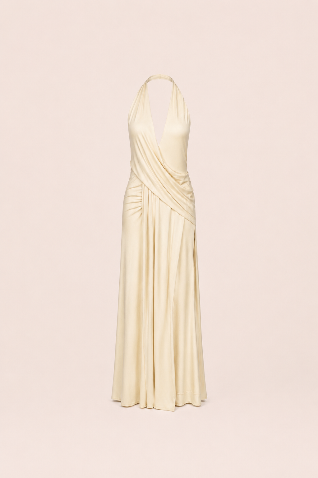 VENUS – Robe longue drapée col plongeant