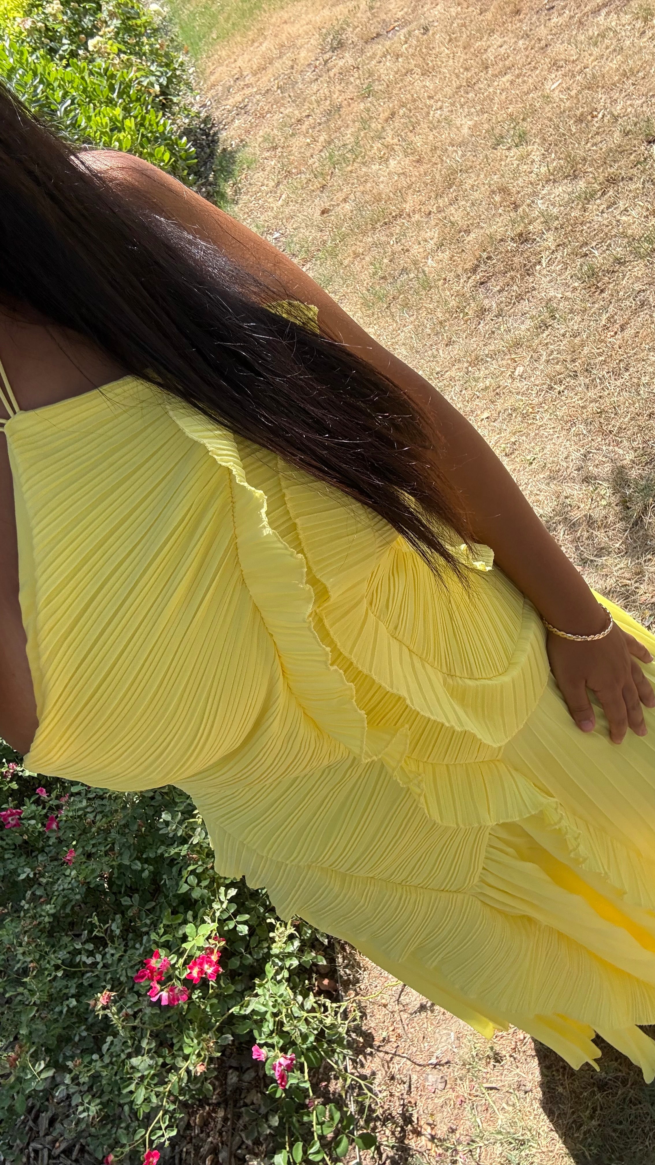 ALBA – Robe longue à volants plissés halter