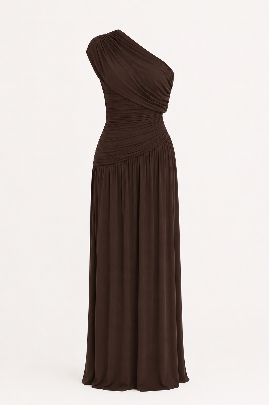 OLYMPE – Robe longue drapée une épaule